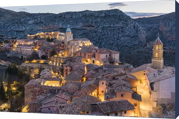 Albarracin town at dusk. Albarracin, Teruel, Aragon, Spain