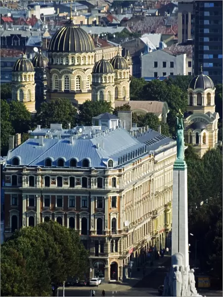 Aerial View of the Liberty Monument of Milda with the three stars