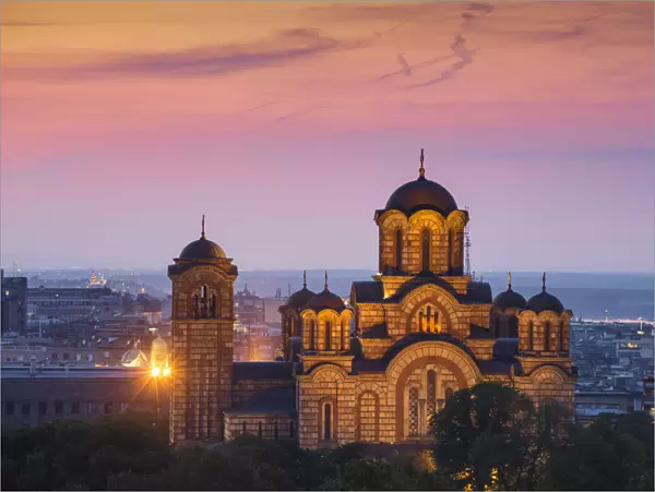 Serbia, Belgrade View of St Marks Church