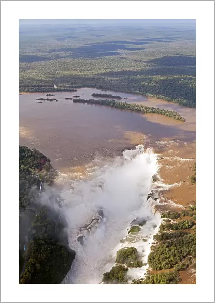 South America, Brazil, Parana, aerial view of the Devils Throat at the Iguazu