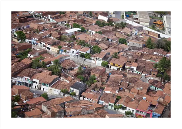 South America, Brazil, Ceara, Aerial view of terracotta roofed houses in Fortaleza