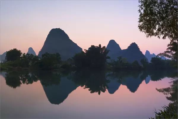 Yulong River at dusk, Yangshuo, Guangxi, China