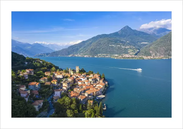 Aerial view of Rezzonico, Province of Como, Como Lake, Italy, Europe