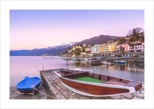 Typical boat moored at the touristic harbour of Ascona, Lake Maggiore(Verbano), Canton