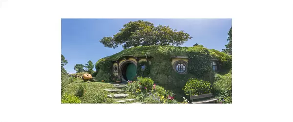 Bilbo Baggins house. Hobbiton Movie Set, Matamata, Waikato region, North Island