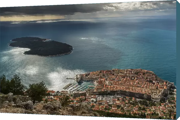 Aerial view of Dubrovnik and Lokrum Island, Dubrovnik, Croatia
