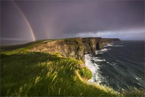 Rainbow at Cliffs of Moher, Doolin, Clare, Ireland, Northern Europe