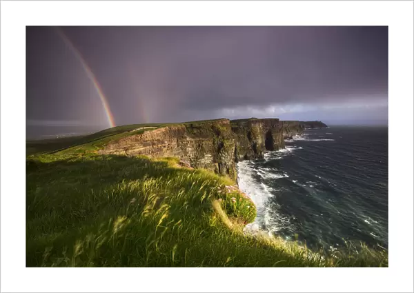 Rainbow at Cliffs of Moher, Doolin, Clare, Ireland, Northern Europe