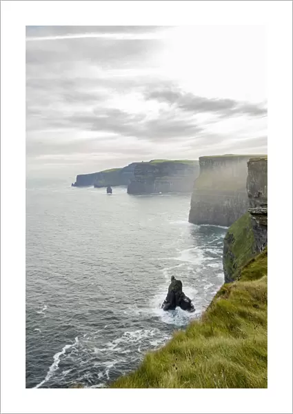 Cliffs of Moher with stack. Liscannor, Munster, Co. Clare, Ireland, Europe