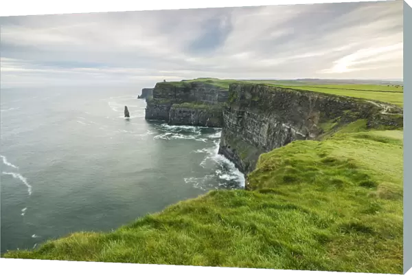 Cliffs of Moher with Breanan rock on the background. Liscannor, Munster, Co. Clare