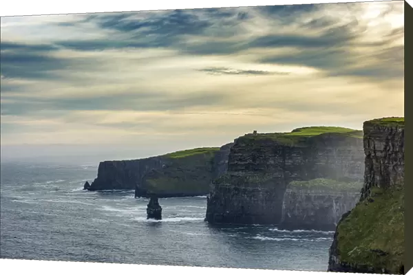 O Briens Tower and Breanan rock. Cliffs of Moher, Liscannor, Munster, Co