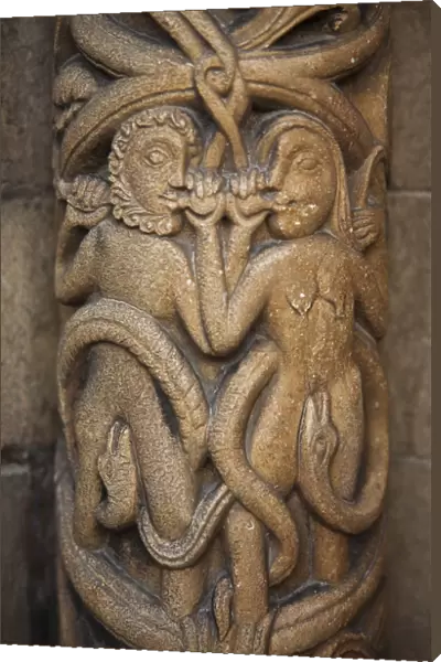 England. Carvings on the Norman entrance to Lincoln Cathedral