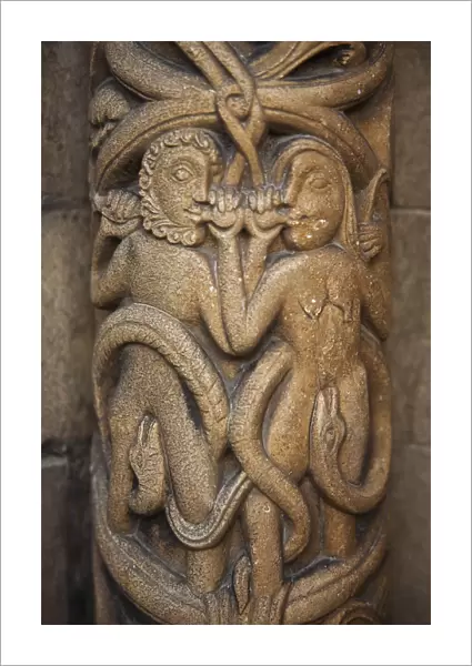England. Carvings on the Norman entrance to Lincoln Cathedral