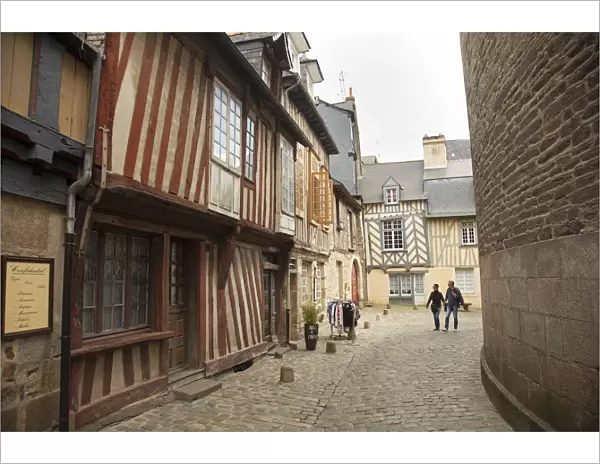 Rennes, France. Visitors enjoy the streets of Rennes historic quarter
