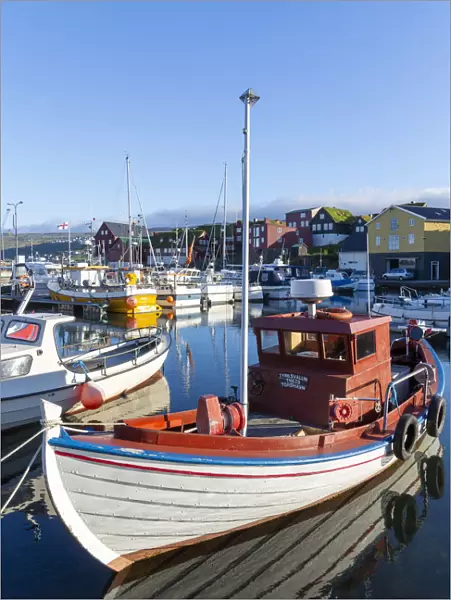 Torshavn harbour, typical boat. Faroe Islands, Europe