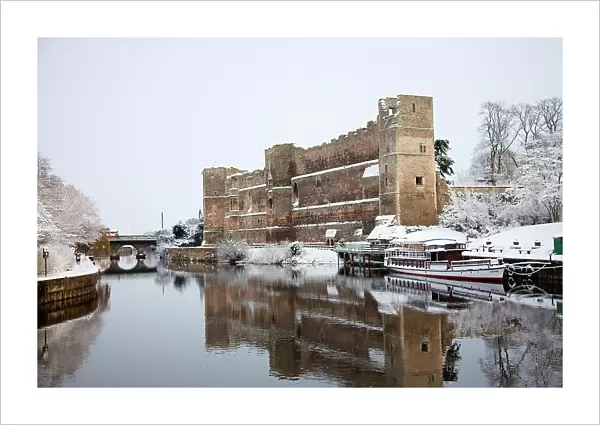 Newark, UK. The castle on the bank of the river trent in winter