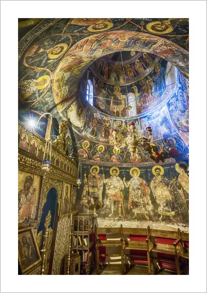 Byzantine frescoes inside the Monastery of Moni Agias Triados or Monastery of the