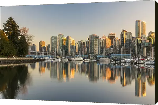 Downtown skyline at sunset, Vancouver, British Columbia, Canada