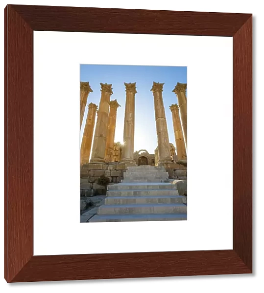 Jordan, Jerash Governorate, Jerash. Columns in the ancient Roman city of Gerasa