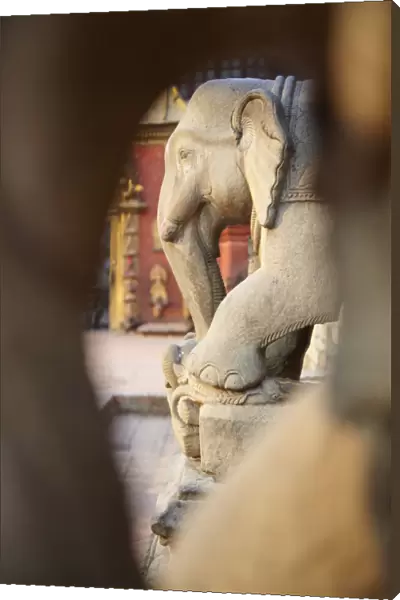Elephant statues outside Vatsala Durga Temple, Durbar Square, Bhaktapur (UNESCO World