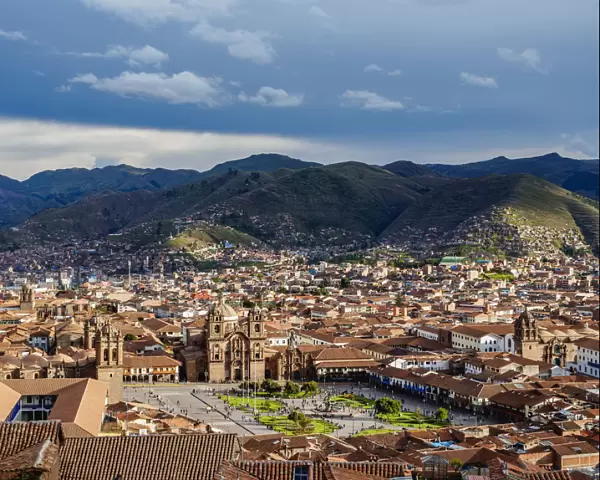 Main Square, Old Town, elevated view, Cusco, Peru