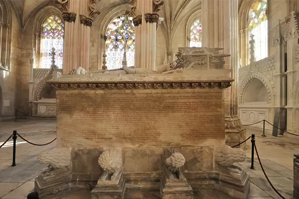 Dom Joao I late gothic tomb in the Batalha monastery, a UNESCO World Heritage Site