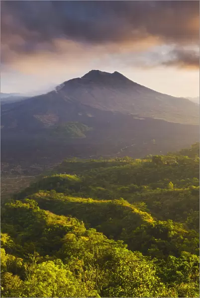 Bangli Regency, Bali, Indonesia, South East Asia. High angle view of the Mount Batur