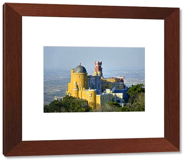 Palacio da Pena, built in the 19th century on the hills above Sintra, in the middle