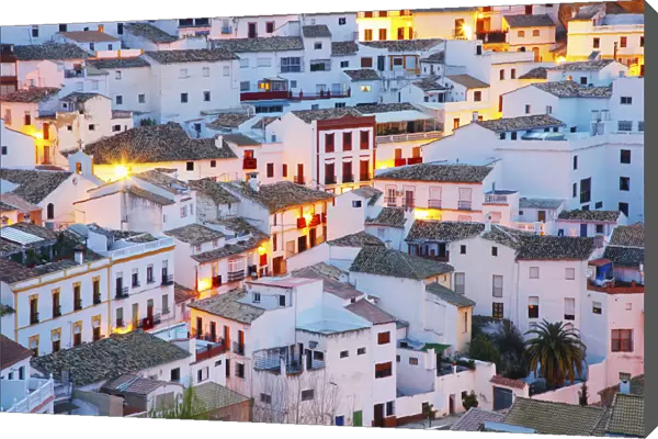 Spain, Andalucia, Setenil, view over village at dusk, Close-up