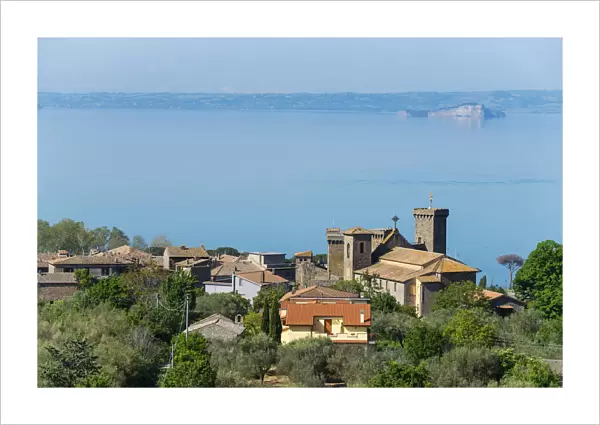 View at Bolsena castle and Lago di Bolsena, Viterbo, Lazio, Italy