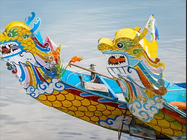 Colorful Dragon Boats on the Perfume River, Hue, Thua Thien-Hue Province, Vietnam