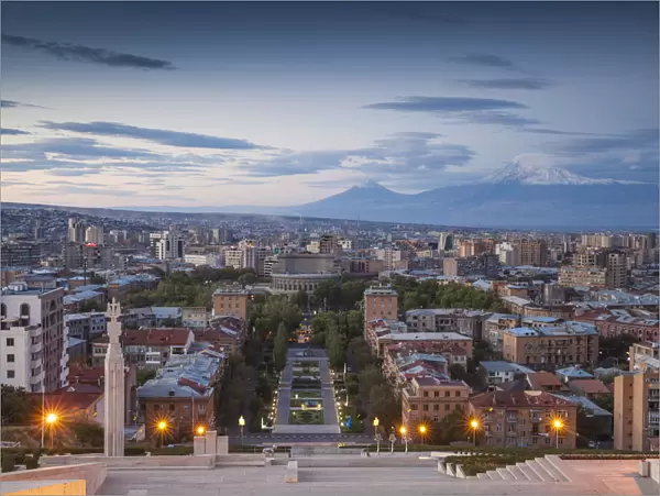 Armenia, Yerevan, View of Yerevan and Mount Ararat from Cascade