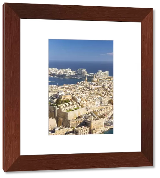 Malta, South Eastern Region, Valletta. Aerial view of Valletta and Sliema