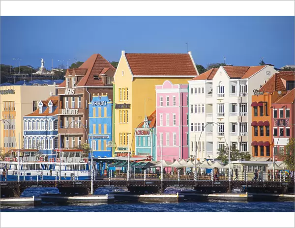 Curacao, Willemstad, Dutch colonial buildings on Handelskade along Pundas waterfront