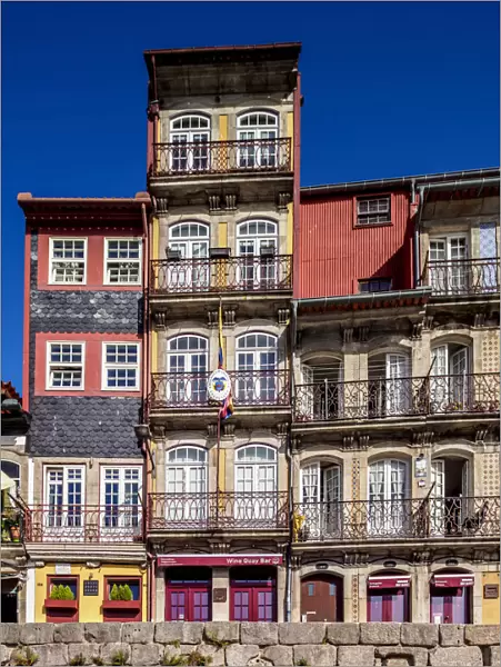 Colourful houses at Cais da Estiva, Porto, Portugal