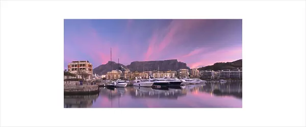 V+A Waterfront Marina at sunset, Cape Town, Western Cape, South Africa