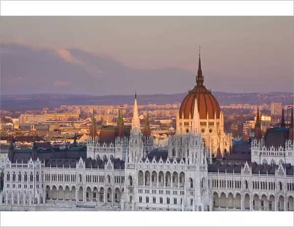 Hungarian Parliament seen from Fishermans Bastion, Budapest, Hungary