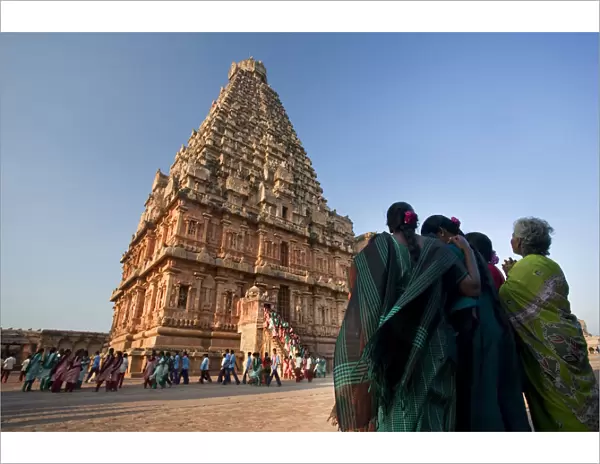 Indians visiting Thanjavur Temples (UNESCO World Heritage Site), Tamil Nadu, India