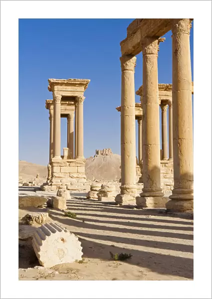 Syria, Homs Governate, Palmyra. The Tetrapylon