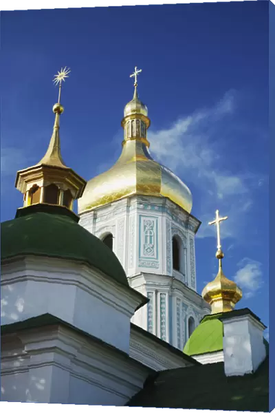 Bell tower and spires of St Sophias Cathedral, Kiev, . Ukraine