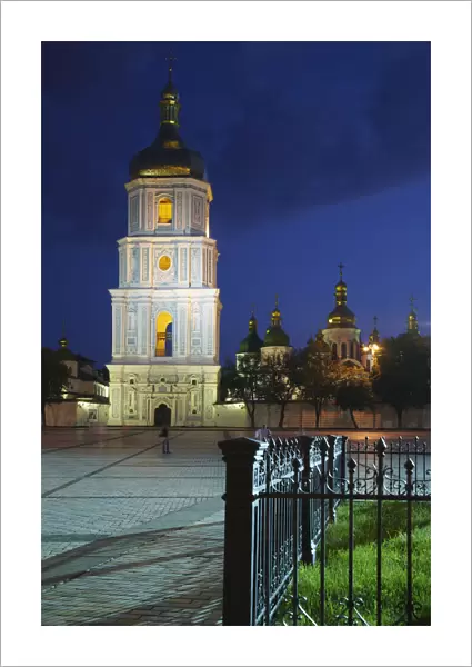 St Sophias Cathedral at dusk, Kiev, Ukraine