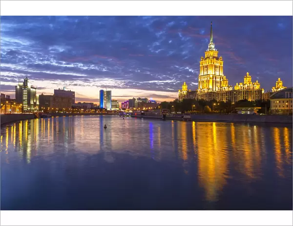 Russia, Moscow, Moskva river, Hotel Ukraine - one of the seven sister skyscrapers