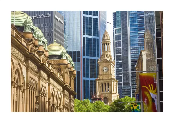 Australia, Sydney, Queen Victoria Building (left side) & Town Hall (with clock face)