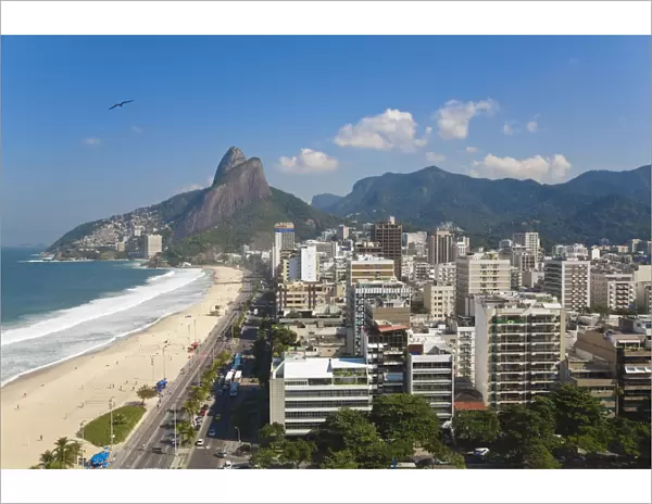 Brazil, Rio De Janeiro, View of Leblon Beach and Two Brothers mountain - Dois Irmaos