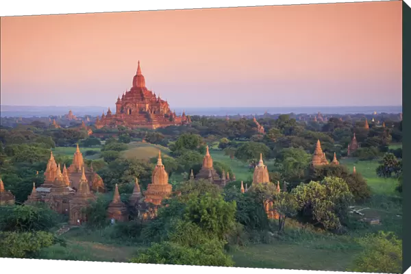Myanmar (Burma), Temples of Bagan (Unesco world Heritage Site) elevated view from Baloon