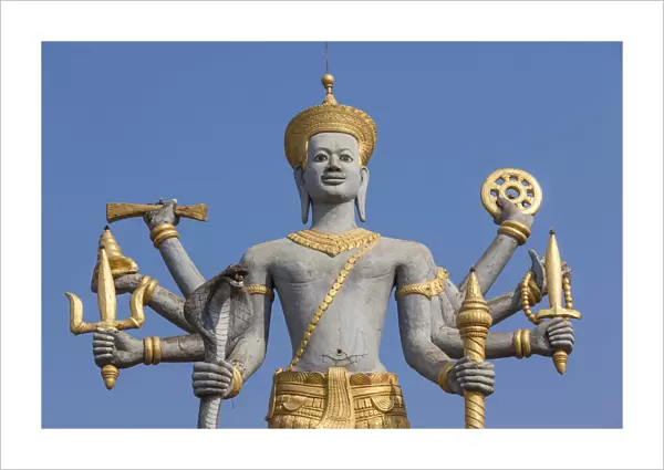 Cambodia, Battambang, Vishnu Roundabout, statue of hindu God Vishnu