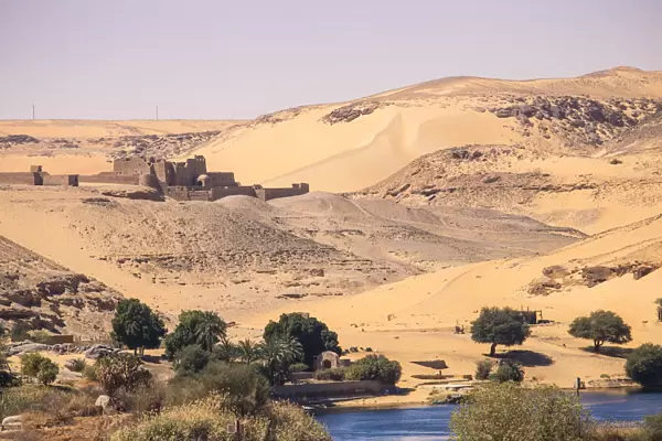 Egypt, Upper Egypt, Aswan, View of Monastery of St Simeon