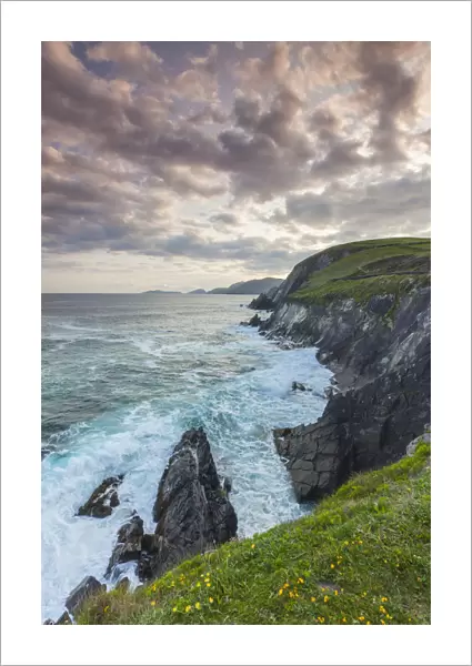 Ireland, County Kerry, Dingle Peninsula, Slea Head Drive, Dunquin, landscape, dusk