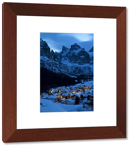 The village of Colfosco in Badia and Sella Massif range of Mountains, Dolomites