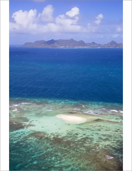 St Vincent and The Grenadines, Aerial view of a sand bank